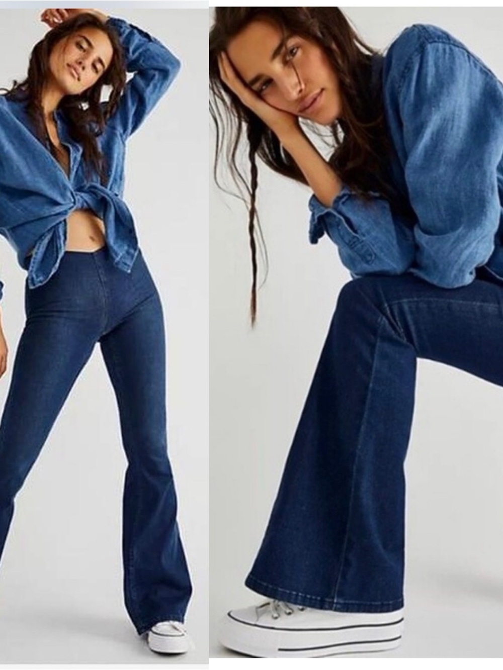 Free People Penny Dark Blue High-Rise Flare Jeans 31 NWT